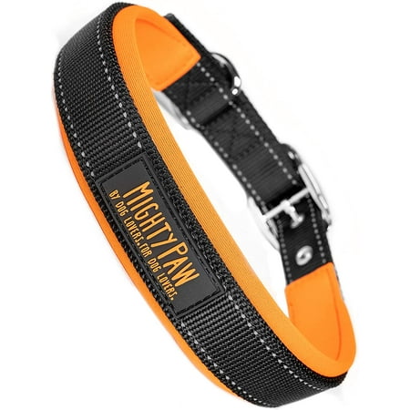 UPC: 0850007686765 | Mighty Paw Sport Collar 2.0 | Soft Neoprene Padded Dog Collar for Maximum Comfort. (Orange) (Small)