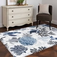 thumbnail image 3 of Navy Blue Sea Turtle Coastal Area Rugs 4'x6', Washable Small Throw Rugs for Office Bathroom, Summer Beach Black Coral Nautical Indoor Outdoor Rug Non-Slip Low Pile Carpet Runner Reversible Floor Mats, 3 of 8