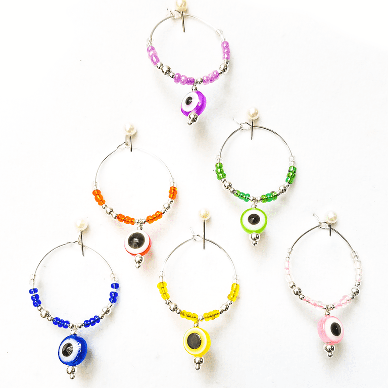 Evil Eye Wine Glass Charms Set of 6 Lucky Inspiration Colors (Mal de OJO) -  Walmart.com