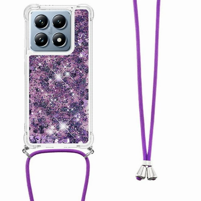 Funda FOXDOCK para Xiaomi 14T con Cuerda Ajustable, Brillo Líquido, Protección Antigolpes y Lente – Ideal para Regalo
