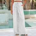 thumbnail image 4 of Womens Pants Elastic Waist Striped Print Lightweight Palazzo Pants Casual Wide Leg Pants with Pockets 2XL, 4 of 7