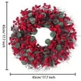 thumbnail image 3 of 17.71" Red Berries Stems Christmas Wreaths for Front Door, with Cypress Leaf Red Berries Artificial Chrismas Wreath, Xmas Winter Door Reef Wreath Home Wall Window Decor, 3 of 7