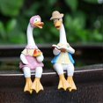 thumbnail image 5 of Couple Duck Garden Statues Cartoon Resin Cute Sitting Chicken Sculpture Goose Lovers Figurine Gift Decoration for Home B, 5 of 5
