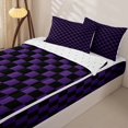 thumbnail image 3 of Erosebridal Purple Buffalo Plaid Zipper Full Size Comforter Sets with Fitted Sheet and 2 Pillowcases,Minimalist Geometric Art Zipper Bedding Set For Girls,Reversible,4 Pieces, 3 of 7