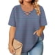 thumbnail image 2 of Tops de Manga Corta de Tamaño Más de las Mujeres, Blusas de Cuello en V Impresas de Verano de Moda para Uso Casual, Diario Y de Fiesta, 2 of 8