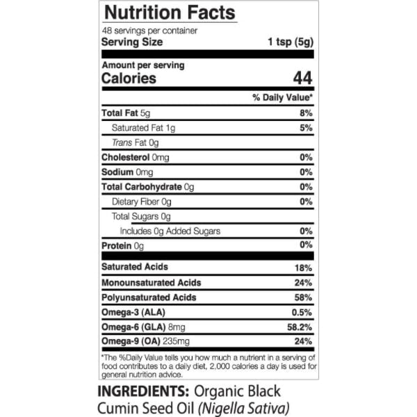 Mother Nature Organics USDA Organic Black Seed Oil, Cold-Pressed, Non-GMO, Unrefined, Vegan, 8oz