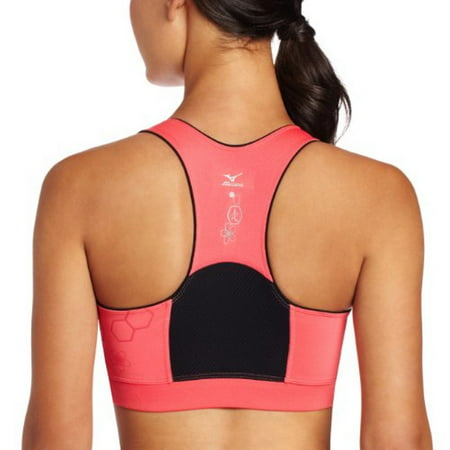Mizuno Running Women's DryLite Colt Sport Bra, Rouge Red/Black, (Best Sports Bra For Running With Large Breasts)
