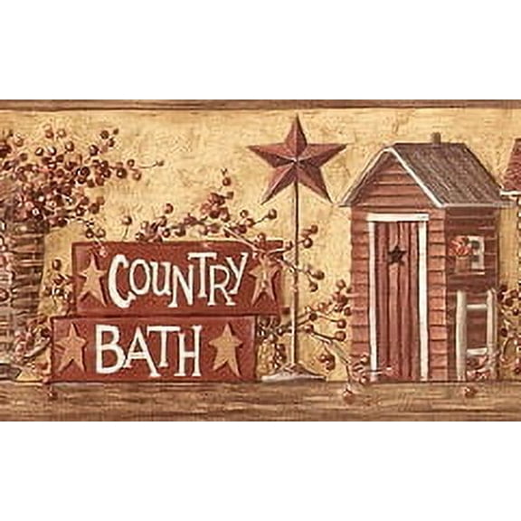 877384 Country Bath (Outhouse) Wallpaper Border HK4650bd