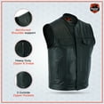 thumbnail image 4 of Daniel Smart Biker vest for Men Cowhide Black Leather Motorcycle Vest Unique with Scoop Collar Design, 4 of 7