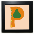 thumbnail image 1 of P Alphabet Poire Fruit Mignon Modèle Noir Carré Cadre Photo Mur Table, 1 of 3
