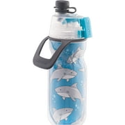 O2COOL Mist N' Sip 12 fl oz Kids Hydration No Leak Pull Top Sprout Sports Water Bottle, Single, Sharks