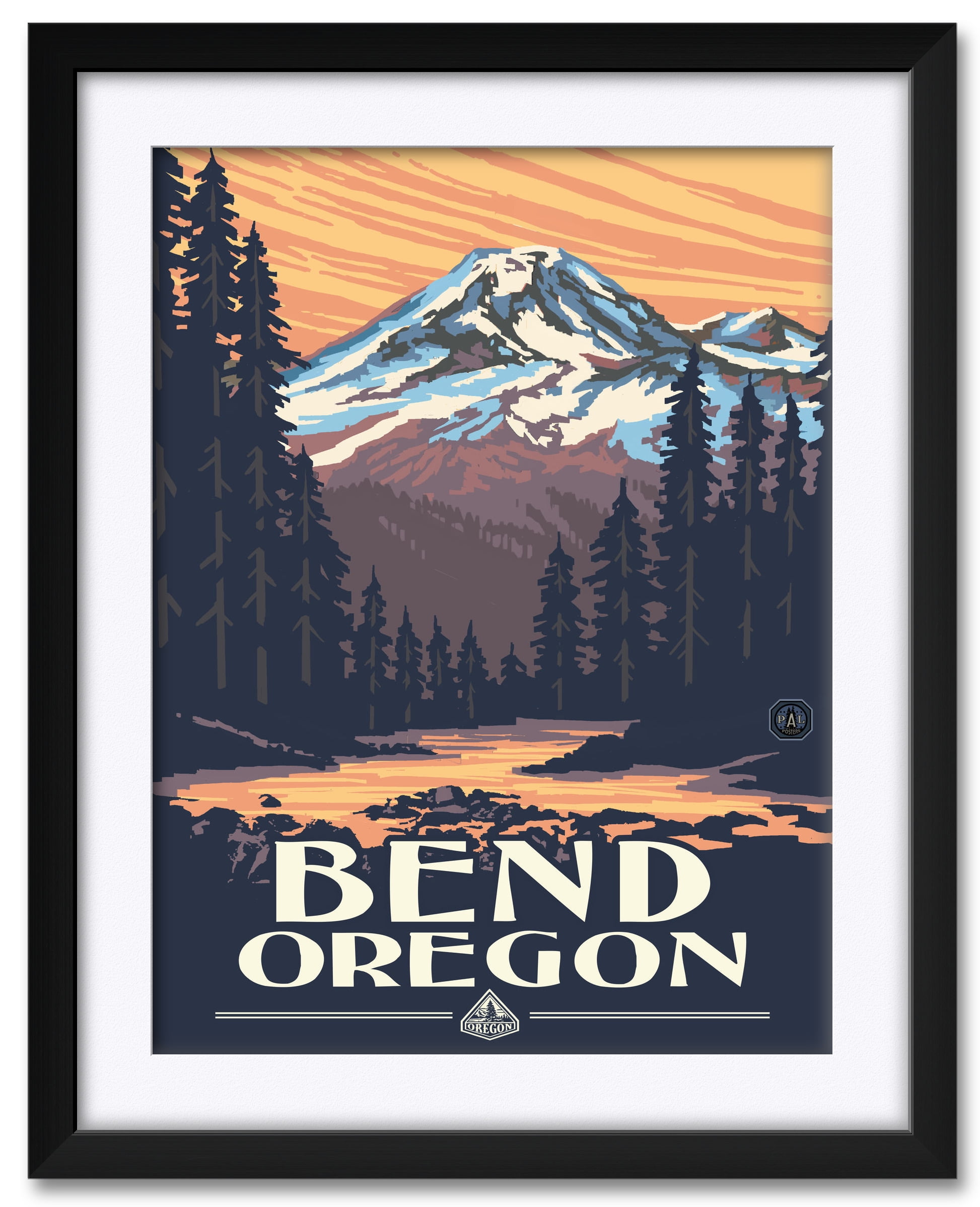Bend Oregon Mountain Sunset Framed & Matted Art Print by Paul A