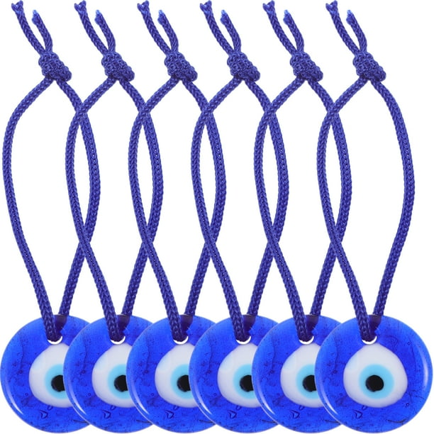6 unids turco malvado ojo colgantes decoraciones azules colgantes de vidrio ojo de gancho adornos
