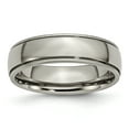thumbnail image 1 of Titanium Grooved and Beaded Edge 6mm Polished Band Ring 9 Size, 1 of 6