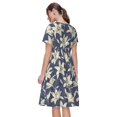 thumbnail image 2 of Bixox Robe d'Été à Manches Courtes pour Femmes Robe Ample Longueur Genou avec Poches-Fleurs de Lys, 2 of 7