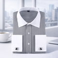 thumbnail image 3 of TANSILING Men's French Cuff Dress Shirt Pleated Formal Fit Long Sleeve with Cufflinks, 3 of 7