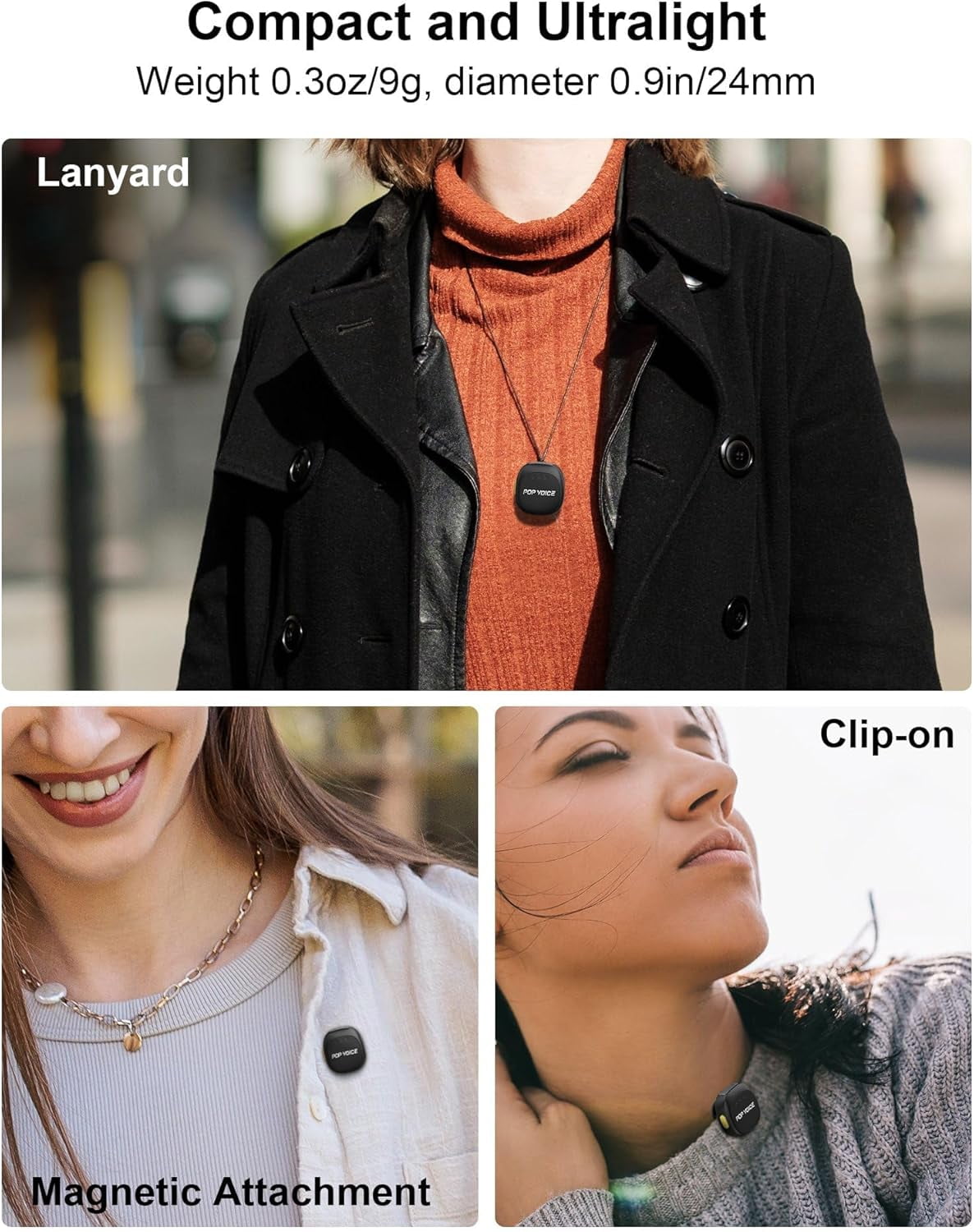 Unbranded Mini Microphone for iPhone Android, Wireless Mic with 40HBattery, Noise Cancellation,Magnetic & Clip on Lavalier Microphone for Video