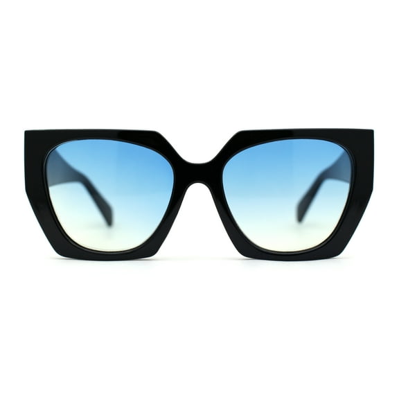 Womens Squared Butterfly Oversize Cat Eye Retro Sunglasses Black Blue Yellow