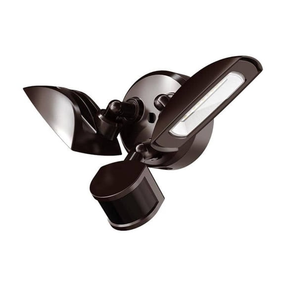 30-Watt Bronze Outdoor Integrated LED Twin Head Motion-Activated Flood Light, 3000 Lumens