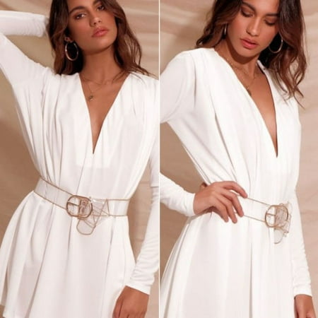 Cotton Elastic Waist Belt - Women Stretch Buckle Waist Belt Transparent Wide Leather Elastic Cinch Waistband