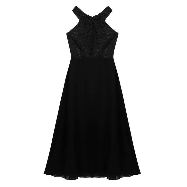 XUNZOO Girls Lace Bodice Cutout-neck Chiffon Junior Bridesmaid Long Dress Floor-Length Wedding Formal Black 12 - Walmart.com XUNZOO Girls Lace Bodice Cutout-neck Chiffon Junior Bridesmaid Long Dress Floor-Length Wedding Formal Black 12 - Walmart.com