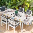 thumbnail image 2 of Happy Easter Table Cloths for 8 Foot Rectangle Tables, Spring Grey Bunny Colorful Eggs Flower Beige Patio Waterproof Elastic Fitted Tablecloths, Washable Rectangular Table Cover for Camping, 2 of 8