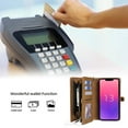 thumbnail image 3 of Allytech Detachable Magnetic Wallet Case for iPhone 13 with Wrist Strap, Large Capacity Luxury PU Leather Card Slots Zipper Cash Pocket Shockproof Protective Wallet Case - Brown, 3 of 8