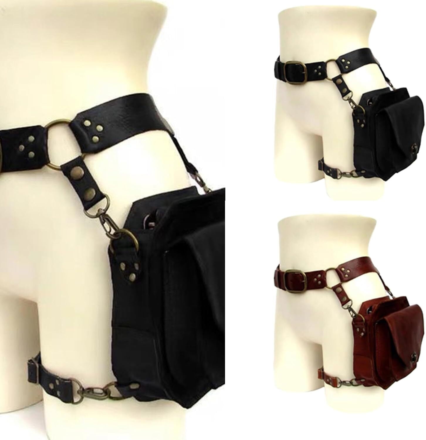 LKJYER Medieval Waist Belt Drop Leg Pack Steampunk Waist Pack Thigh Bag Leather Fanny Pack Motorcycle Waist Belt