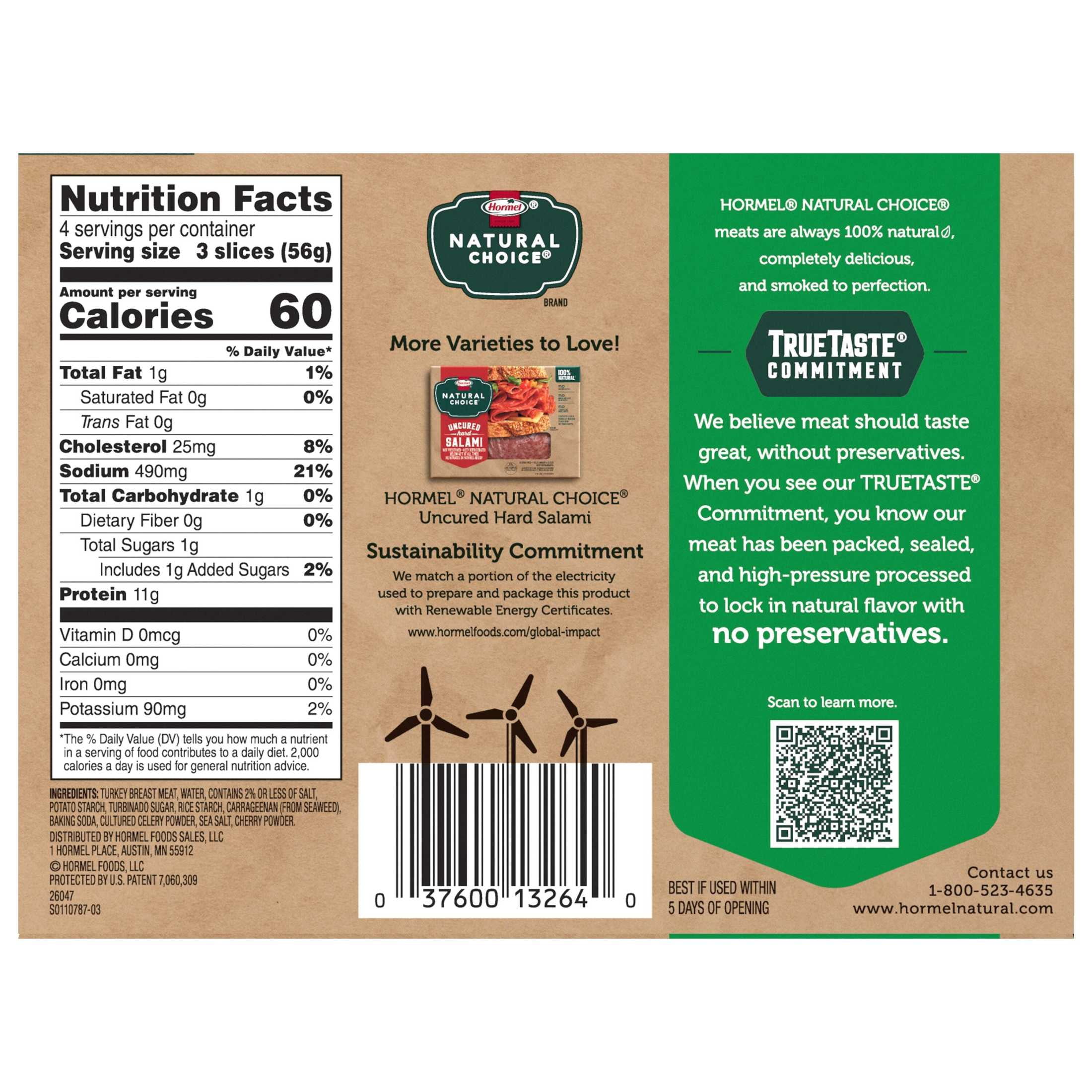 Hormel Natural Choice Smoked Turkey Deli Lunchmeat, 8 oz Resealable Package