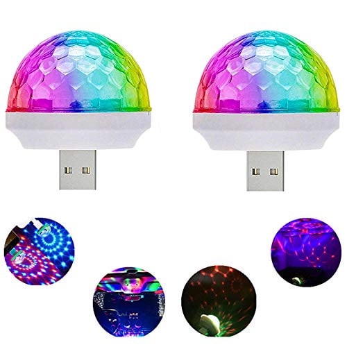 New USB Mini Disco Light Lights-Multi Colors LED Car Atmosphere Light,Magic Strobe Light for Xmas Parties Home Room Dance Party Lights Ball Sound Activated 4 Pack