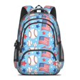 thumbnail image 2 of Baseballs and American Flags Blue Pattern Backpack for School, Cute School Bag with Adjustable Shoulder Straps and Padded Back, 16.9"x12.6"x5.9", 2 of 5