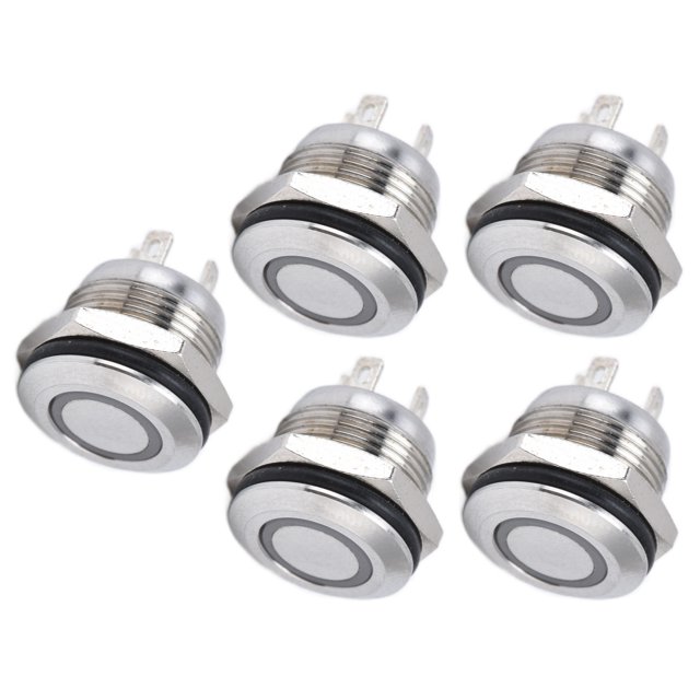 Flat Top Switches, Button Switch Power Accessories Screw Clamp Terminal 1 NO For Household Appliances For Automobile Equipment DC3-6V Green