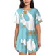 thumbnail image 1 of Fotbe Three White Geese Conjunto de Pijama Estampado para Mujer, 2 Piezas, Ropa de Dormir con Camiseta de Manga Corta y Shorts Suaves-3X-Large, 1 of 6