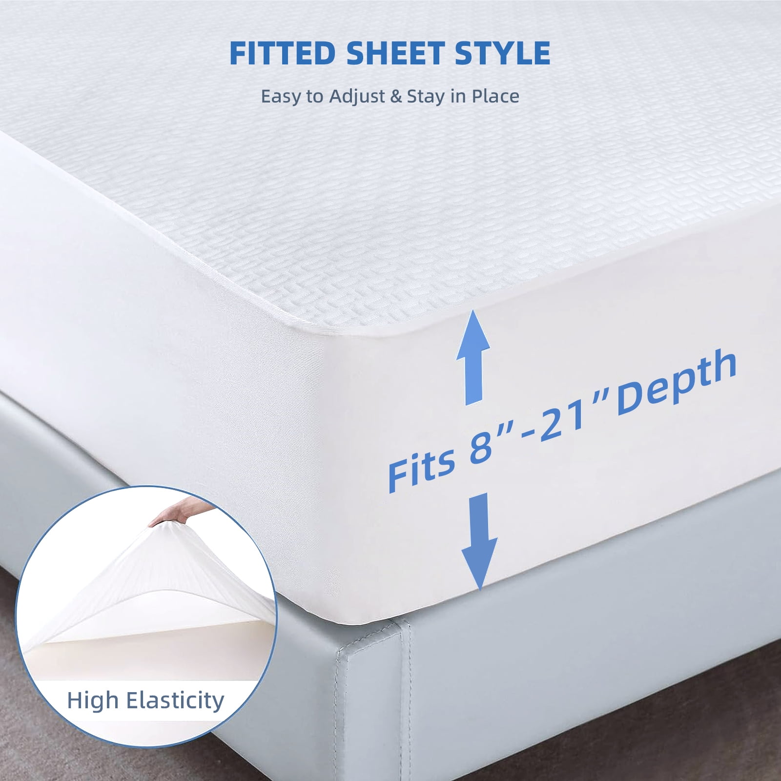 RestGuard 100% Waterproof Mattress Protector, Breathable Cooling Bamboo 3D Air Fabric Mattress Cover, Soft Noiseless Bed Cover, Machine Washable, 8-21'' Deep Pocket (California King)