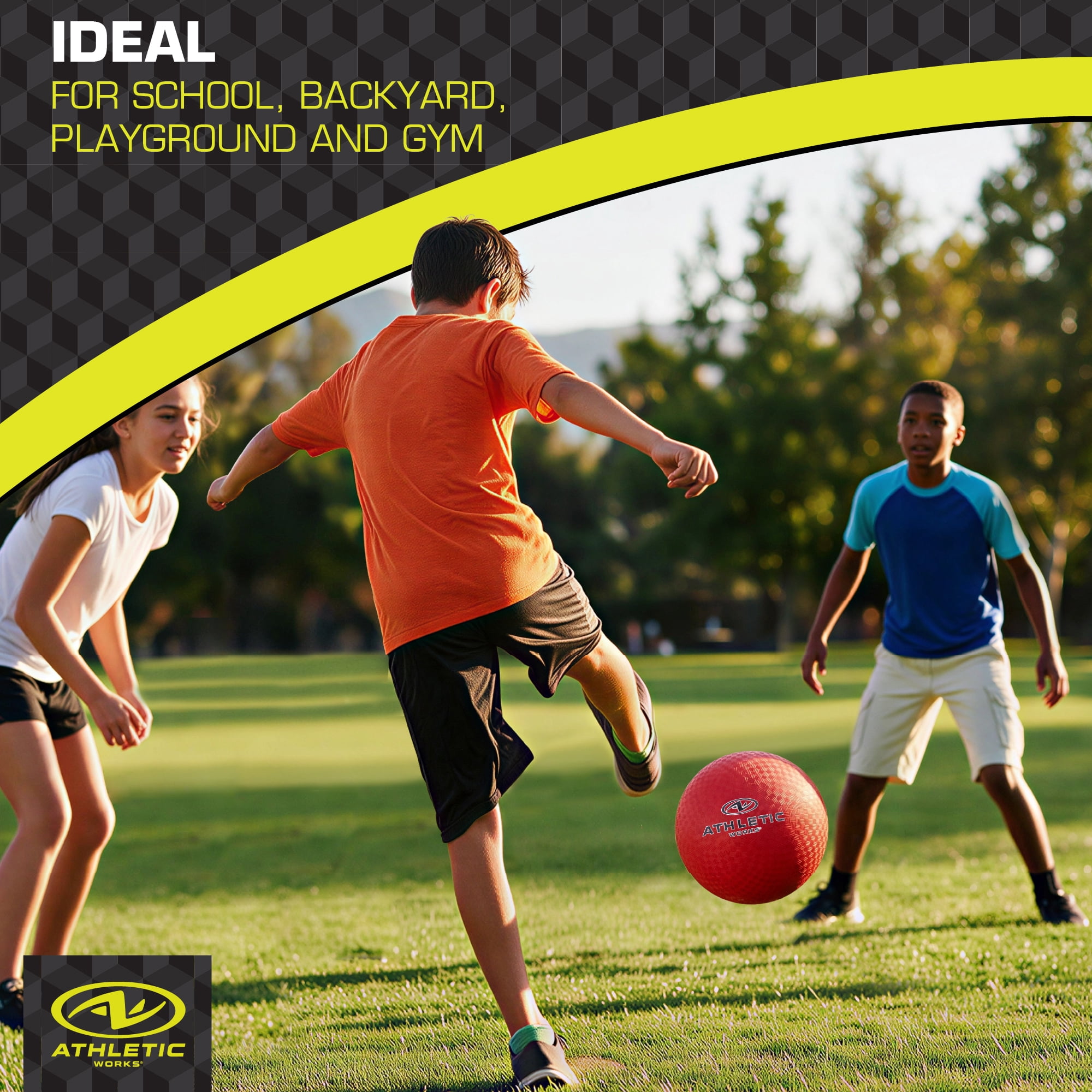 (2 pack) Athletic Works Red 8.5-inch Playground Ball for Kickball and Other Outdoor Fun