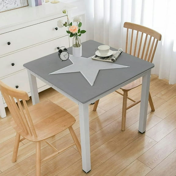 nygtbtfer Elastic Edged Tablecloth Fit Tablecloths Taxas Star Wipeable Picnic Table Cover for Dinner Simple Grey Pattern Washable Fitted Table Cover up to Tables 36*36