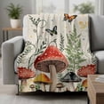 thumbnail image 2 of Mushrooms Blanket Soft Cozy Warm Throw Blanket for Couch, Plush Fuzzy Flannel Fleece Blankets for Sofa, Butterfly Botanical Country Plants Beige Bed Blankets Lightweight Gifts for Women, 50"x60", 2 of 9