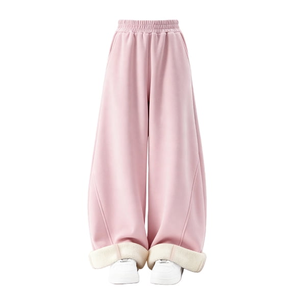 UACY Teen Girls Fleece Lined Sweatpants for Kids Thermal Straight Wide Leg Sweat Pants Youth Loose Fit Casual Joggers Bottoms 