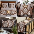 thumbnail image 4 of Bed Runner for Queen Size Bed, Brown Boho Decorative Beds Runners and 2 Matching Pillow Covers Set, Vintage Classic Bohemia Flower Textured Beds Scarf Throw for Foot of Bedding Set for Hotel/Bedroom, 4 of 9