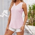 thumbnail image 4 of ZOHIUM Shirts Shirts Women's New Spring/Summer Button V Neck Solid Color Casual Perforated Vest T Top Work Shirts for Women （Pink,S), 4 of 6