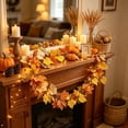 thumbnail image 5 of Rourlinge 78.7" Maple Leaf Rattan Garland Fall Harvest Decor Faux Foliage Fireplace Mantel Shelf Entryway Hanger Thanksgiving Christmas Party Farmhouse Home Styling, 5 of 9