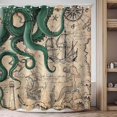 thumbnail image 6 of Vintage Green Nautical Octopus Shower Curtain Mermaid Funny Ocean Kraken Shower Curtains for Bathroom Cool Anchor Coastal Map Waterproof Fabric Bath Curtain with Hooks 72 x 72, 6 of 6