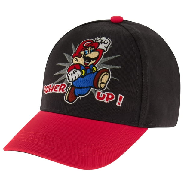Gorra de béisbol Nintendo Super Mario para niños de 4 a 7 años, color negro y rojo
