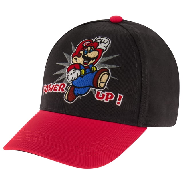 Gorra de béisbol Nintendo Super Mario para niños de 4 a 7 años, color negro y rojo