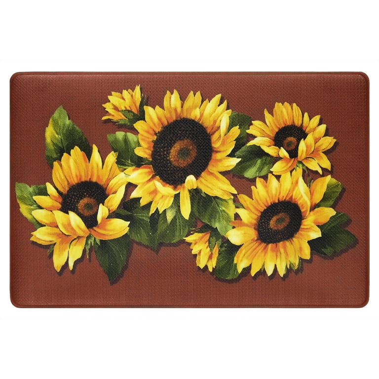 Black Eyed Susan Multi-Color Anti-Fatigue Decorative Kitchen Floor Mat, 30  X18 