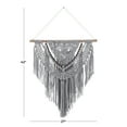 thumbnail image 3 of DecMode Gray Cotton Handmade Intricately Weaved Macrame Wall Decor with Beaded Fringe Tassels, 3 of 7