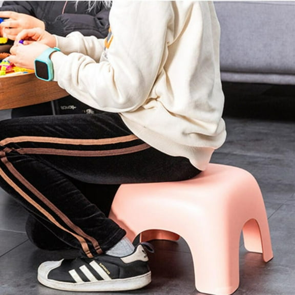 NIYANGLE Square Stool Plastic Pink 1Set Thickened Design