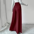 thumbnail image 6 of Cagogo Women's High Waisted Wide Leg Trousers with Pockets Button Elegant Long Palazzo Pants for Party Work Office Casual Beach Wear, Wine XL, 6 of 7