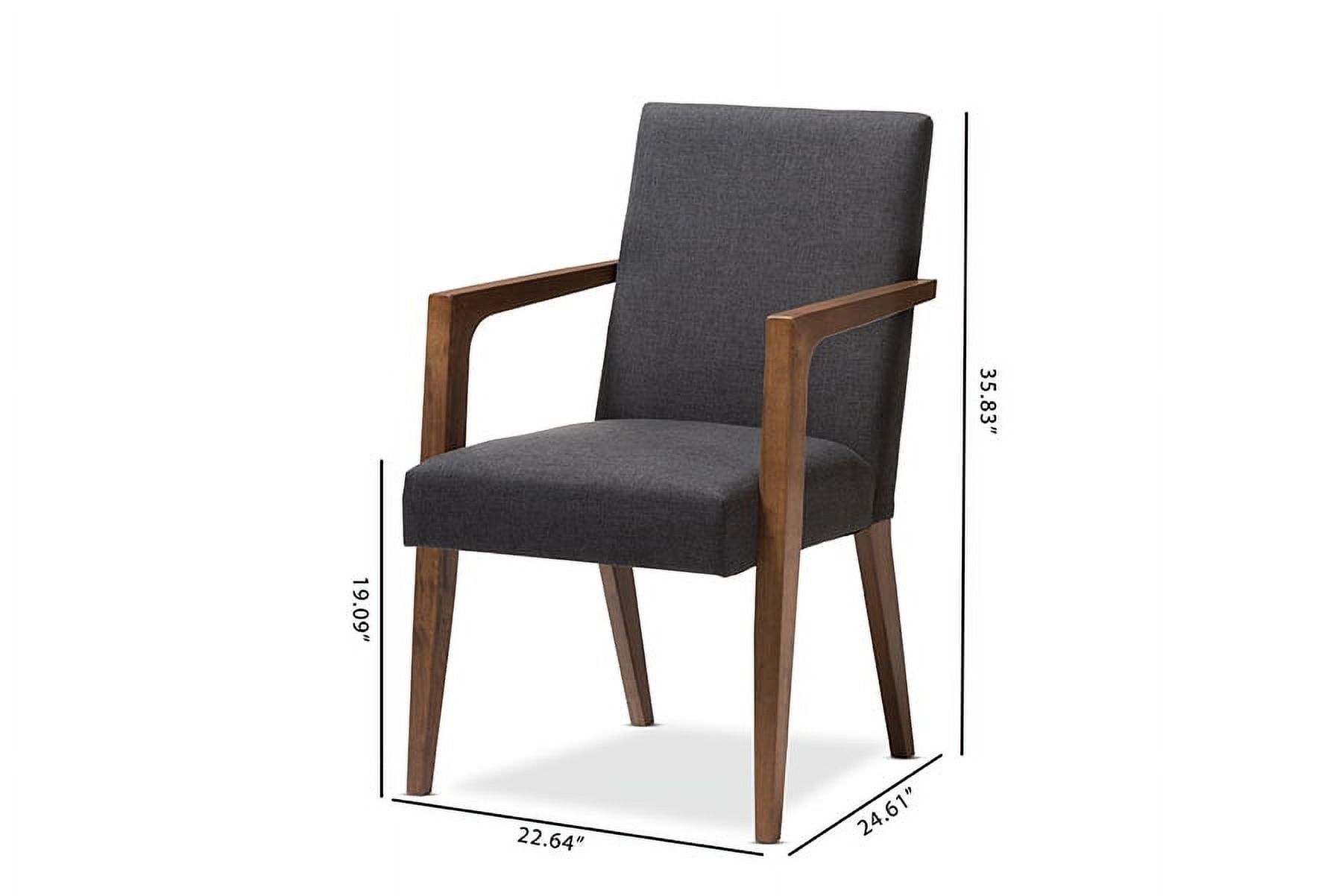 Baxton Studio Andrea Mid-Century Modern Dark Grey Upholstered Wooden Armchair