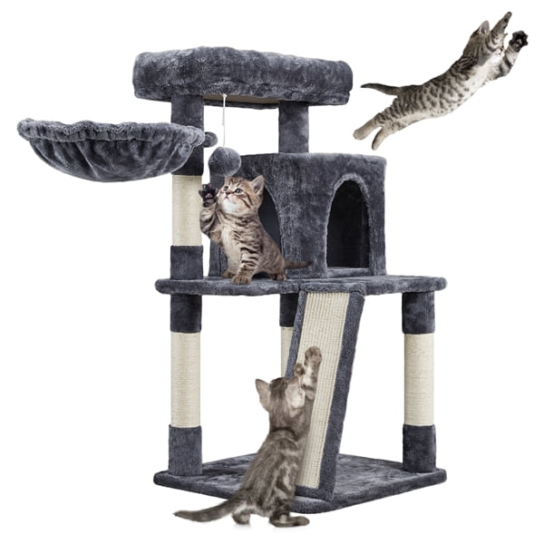38in MultiLevel Cat Tree with Scratching Posts for Kittens, Cats, Dark